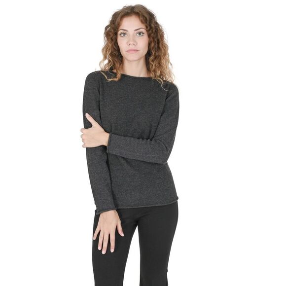 Crown of Edinburgh Cashmere Cashmere Crew Neck Jumper Classic Style Women Dark - Picture 1 of 7